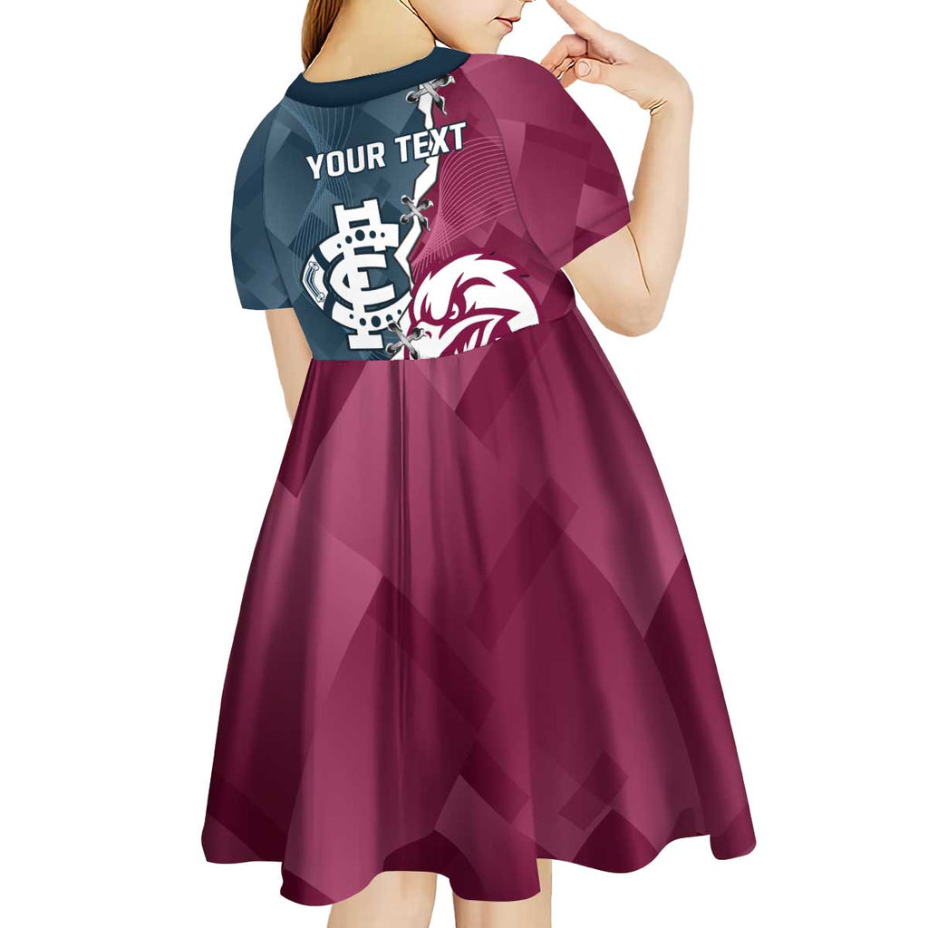 Personalised NRL Eagles and AFL Blues Kid Short Sleeve Dress Dynamic Style