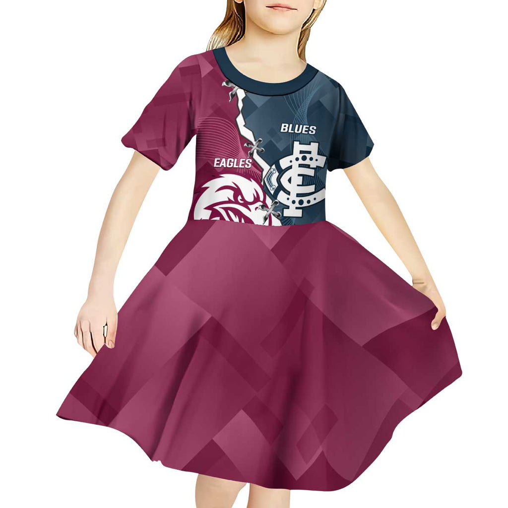 Personalised NRL Eagles and AFL Blues Kid Short Sleeve Dress Dynamic Style