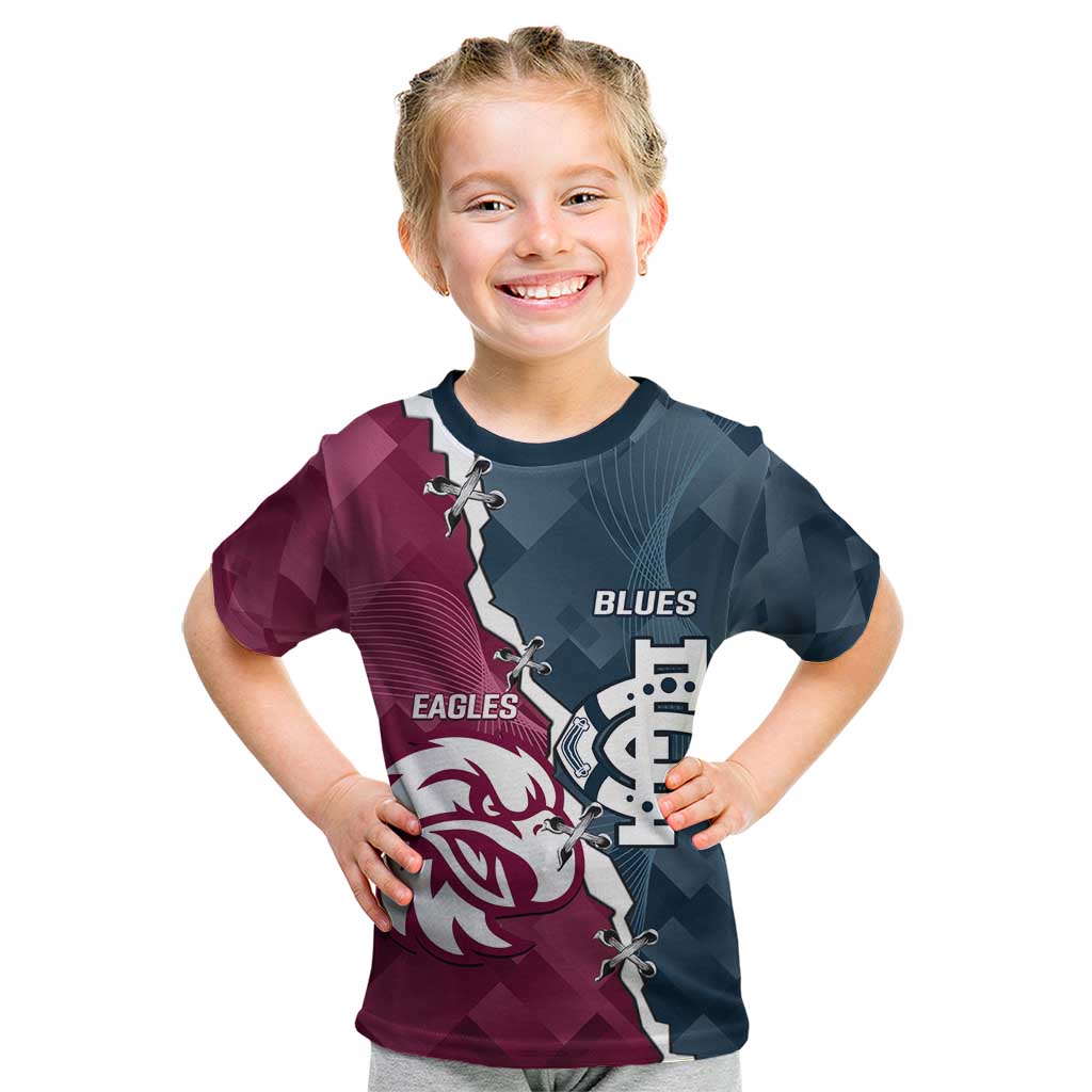 Personalised NRL Eagles and AFL Blues Kid T Shirt Dynamic Style