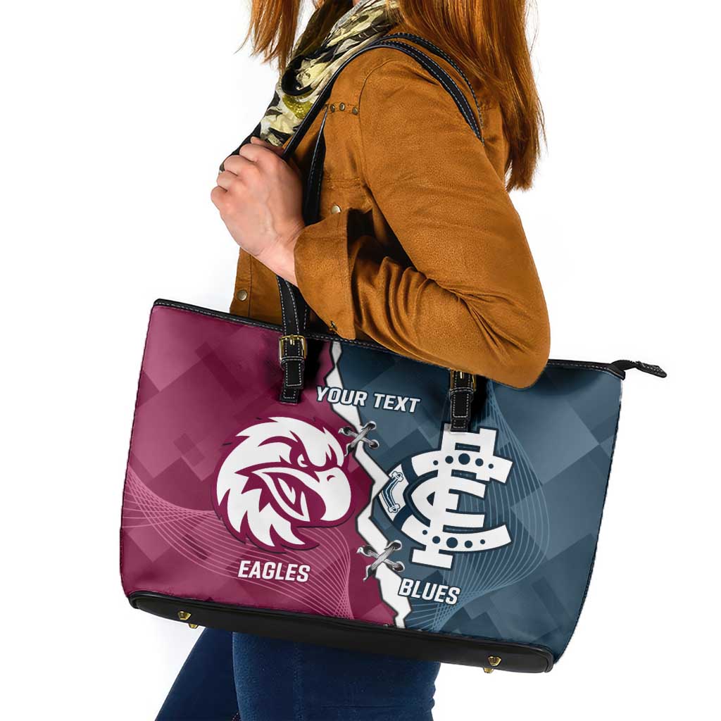 Personalised NRL Eagles and AFL Blues Leather Tote Bag Dynamic Style