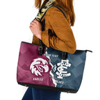 Personalised NRL Eagles and AFL Blues Leather Tote Bag Dynamic Style