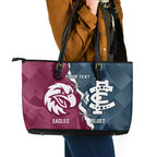 Personalised NRL Eagles and AFL Blues Leather Tote Bag Dynamic Style