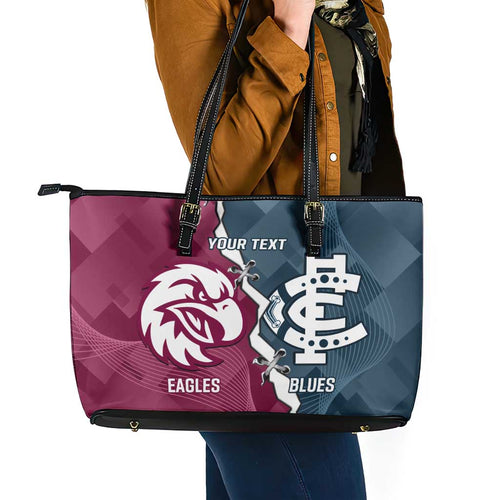 Personalised NRL Eagles and AFL Blues Leather Tote Bag Dynamic Style