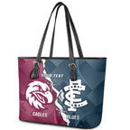 Personalised NRL Eagles and AFL Blues Leather Tote Bag Dynamic Style
