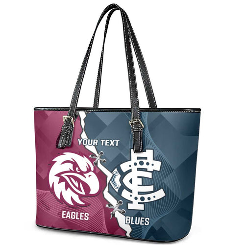 Personalised NRL Eagles and AFL Blues Leather Tote Bag Dynamic Style