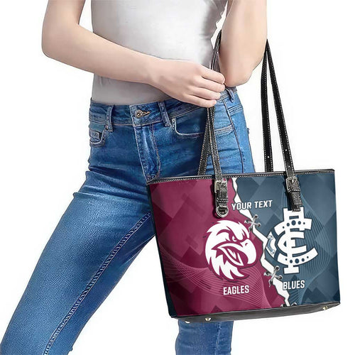 Personalised NRL Eagles and AFL Blues Leather Tote Bag Dynamic Style