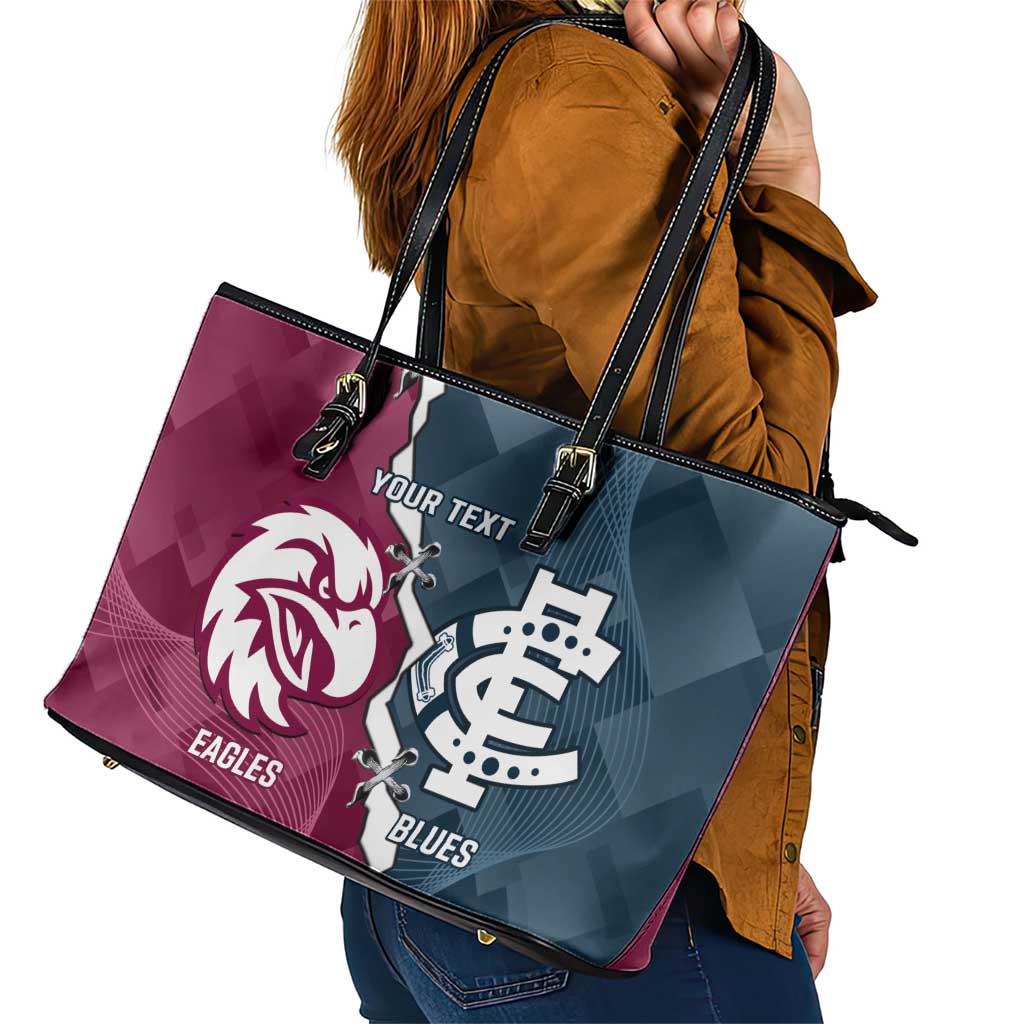 Personalised NRL Eagles and AFL Blues Leather Tote Bag Dynamic Style