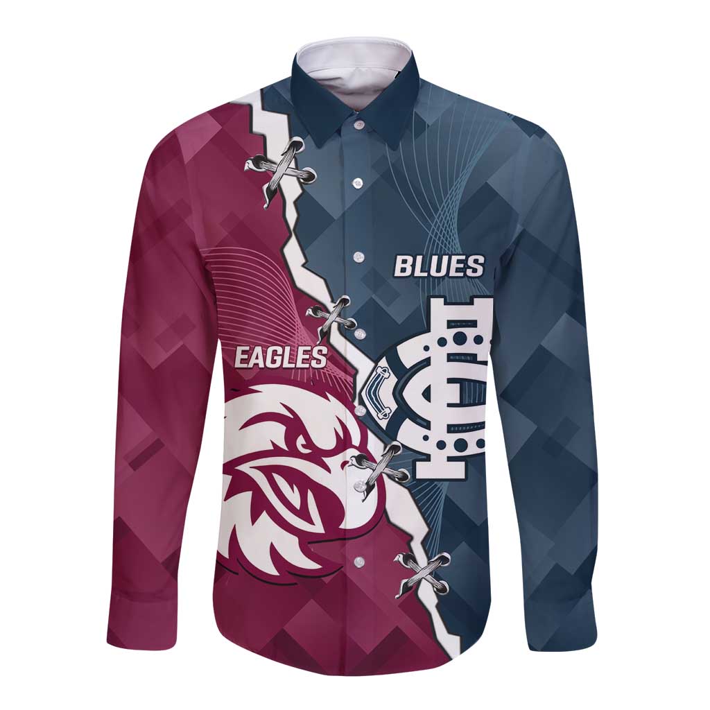 Personalised NRL Eagles and AFL Blues Long Sleeve Button Shirt Dynamic Style