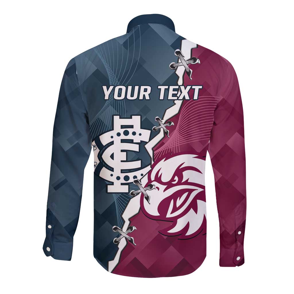 Personalised NRL Eagles and AFL Blues Long Sleeve Button Shirt Dynamic Style