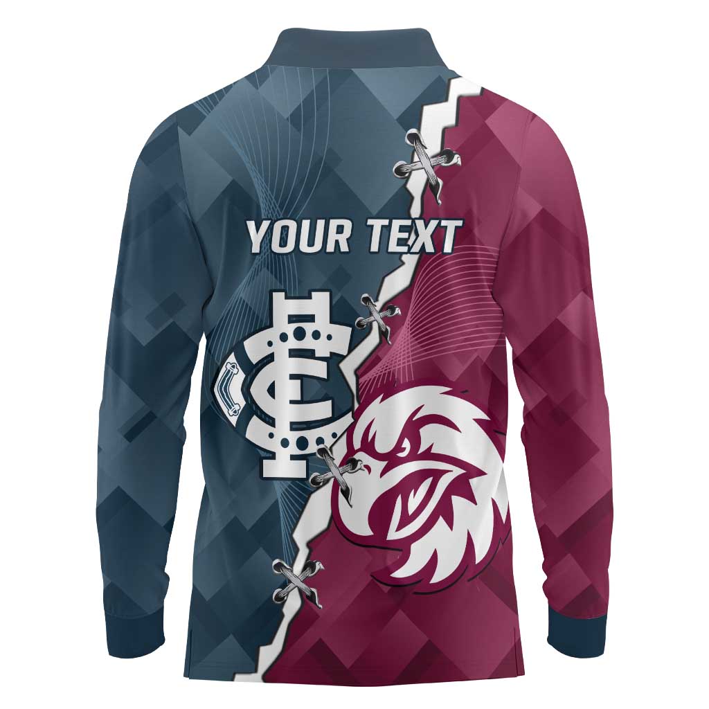 Personalised NRL Eagles and AFL Blues Long Sleeve Polo Shirt Dynamic Style