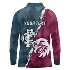 Personalised NRL Eagles and AFL Blues Long Sleeve Polo Shirt Dynamic Style