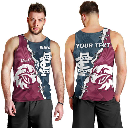 Personalised NRL Eagles and AFL Blues Men Tank Top Dynamic Style