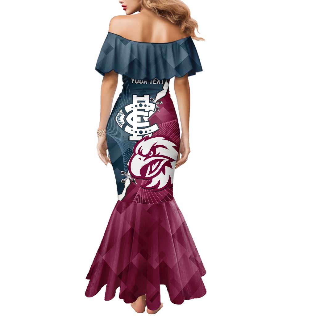 Personalised NRL Eagles and AFL Blues Mermaid Dress Dynamic Style