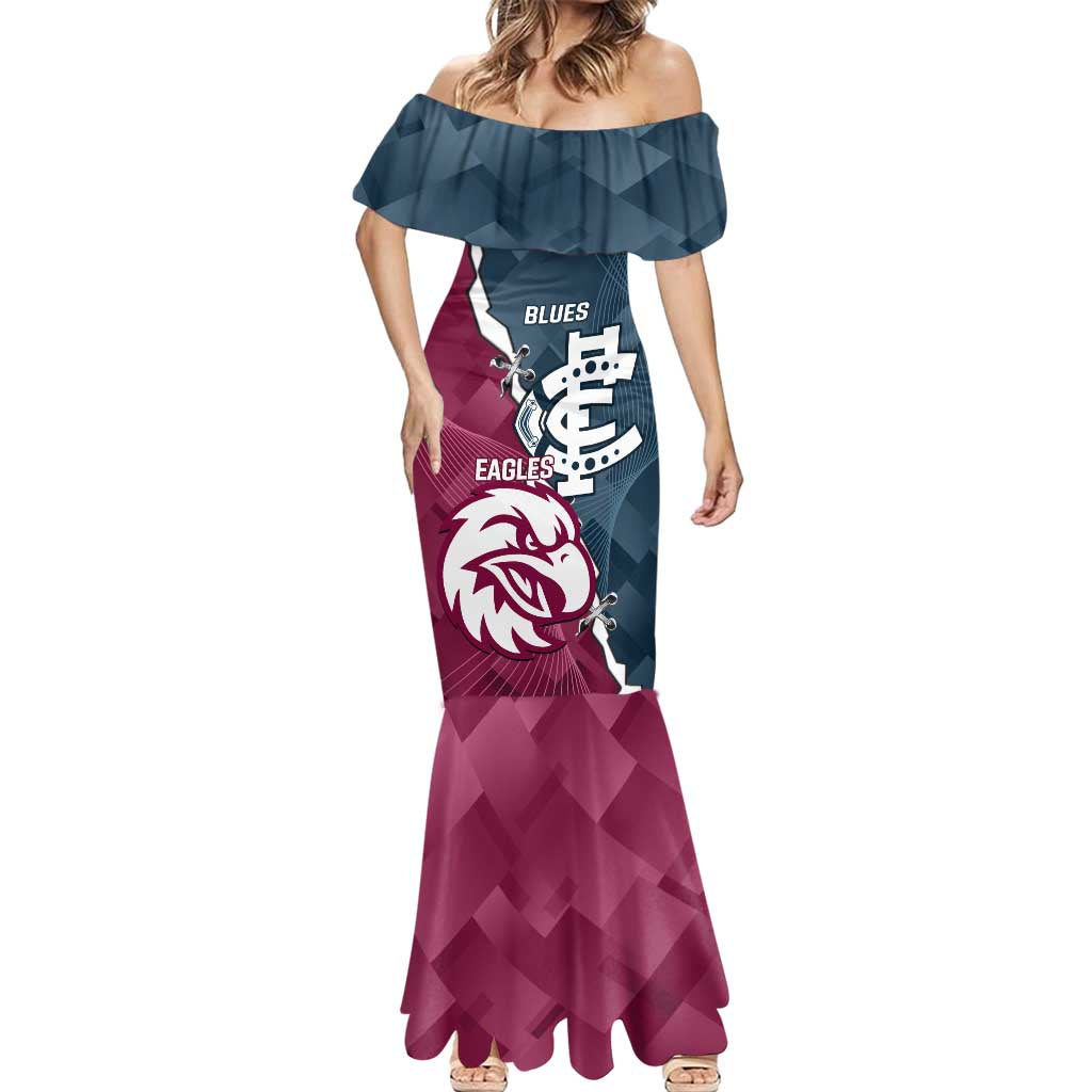 Personalised NRL Eagles and AFL Blues Mermaid Dress Dynamic Style