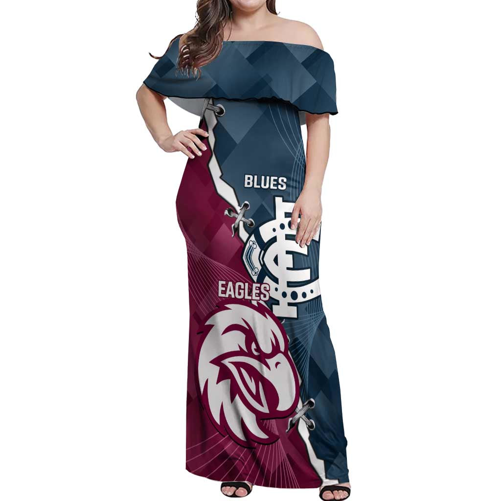 Personalised NRL Eagles and AFL Blues Off Shoulder Maxi Dress Dynamic Style