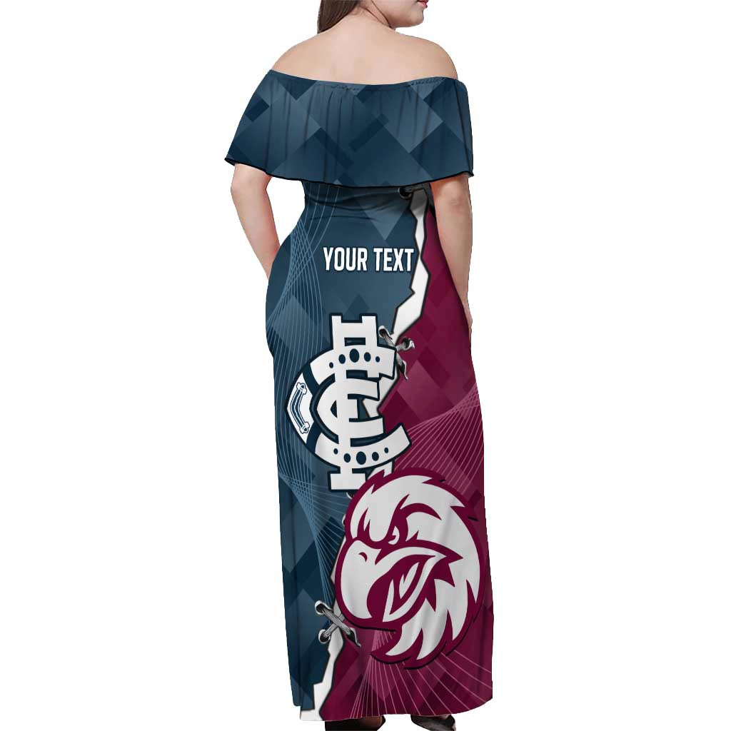 Personalised NRL Eagles and AFL Blues Off Shoulder Maxi Dress Dynamic Style