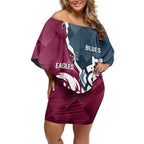 Personalised NRL Eagles and AFL Blues Off Shoulder Short Dress Dynamic Style