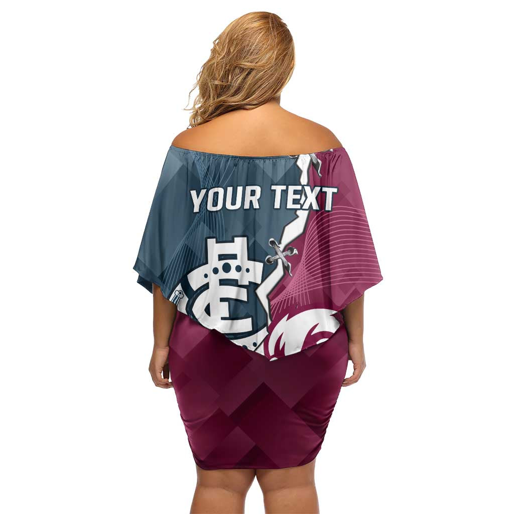 Personalised NRL Eagles and AFL Blues Off Shoulder Short Dress Dynamic Style