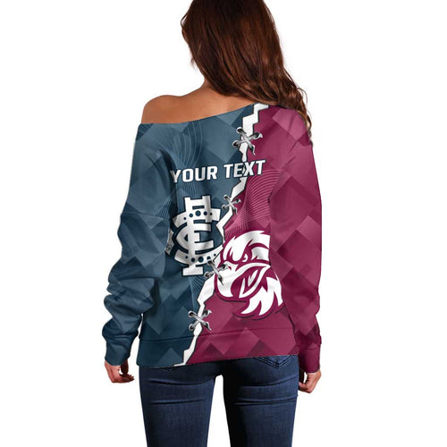 Personalised NRL Eagles and AFL Blues Off Shoulder Sweater Dynamic Style