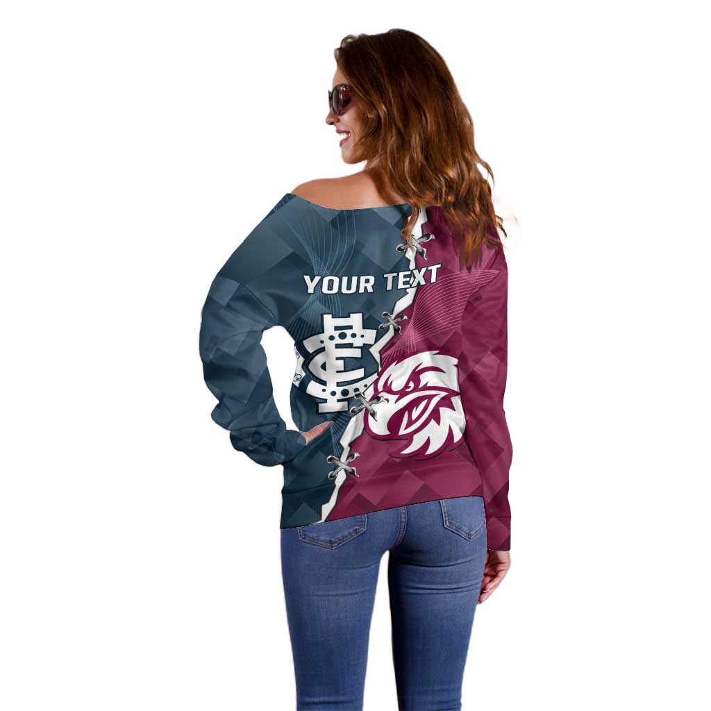 Personalised NRL Eagles and AFL Blues Off Shoulder Sweater Dynamic Style