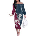 Personalised NRL Eagles and AFL Blues Off The Shoulder Long Sleeve Dress Dynamic Style