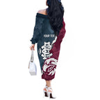 Personalised NRL Eagles and AFL Blues Off The Shoulder Long Sleeve Dress Dynamic Style