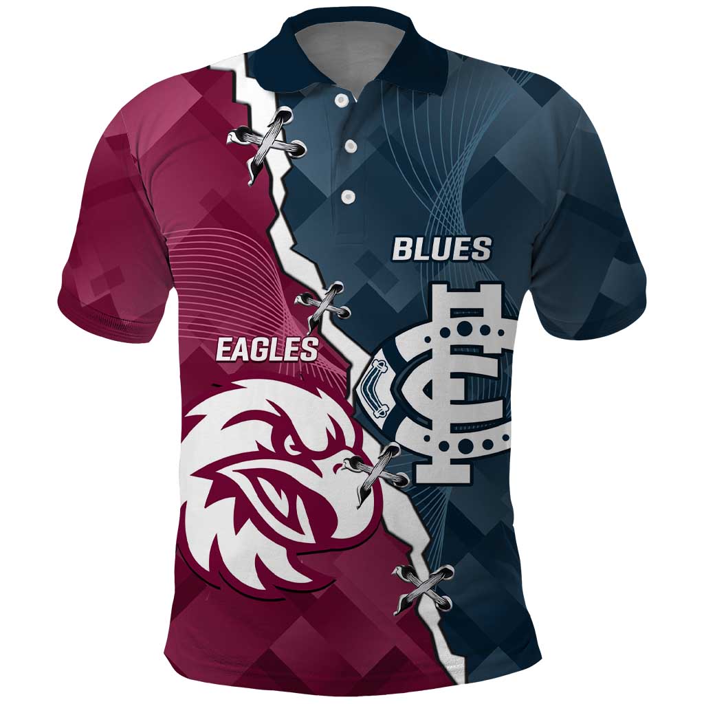 Personalised NRL Eagles and AFL Blues Polo Shirt Dynamic Style