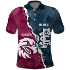 Personalised NRL Eagles and AFL Blues Polo Shirt Dynamic Style