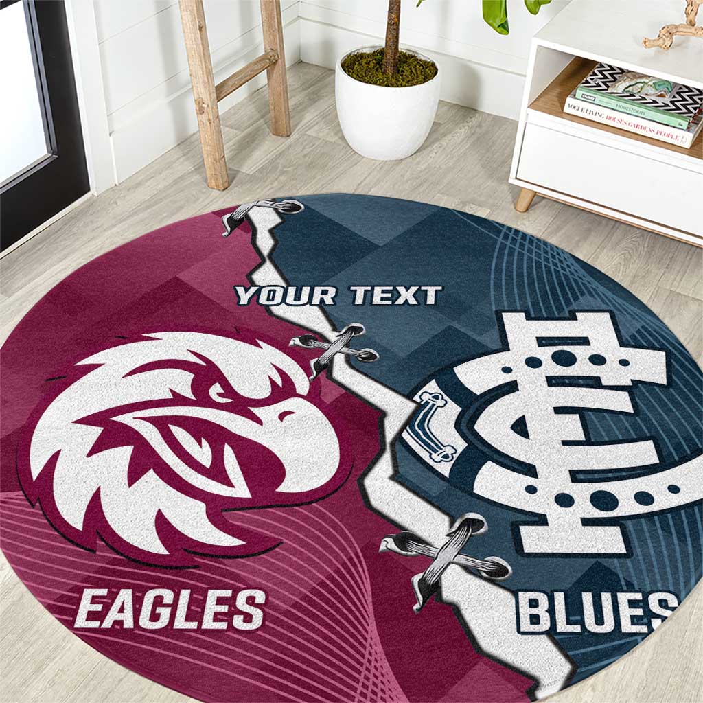Personalised NRL Eagles and AFL Blues Round Carpet Dynamic Style