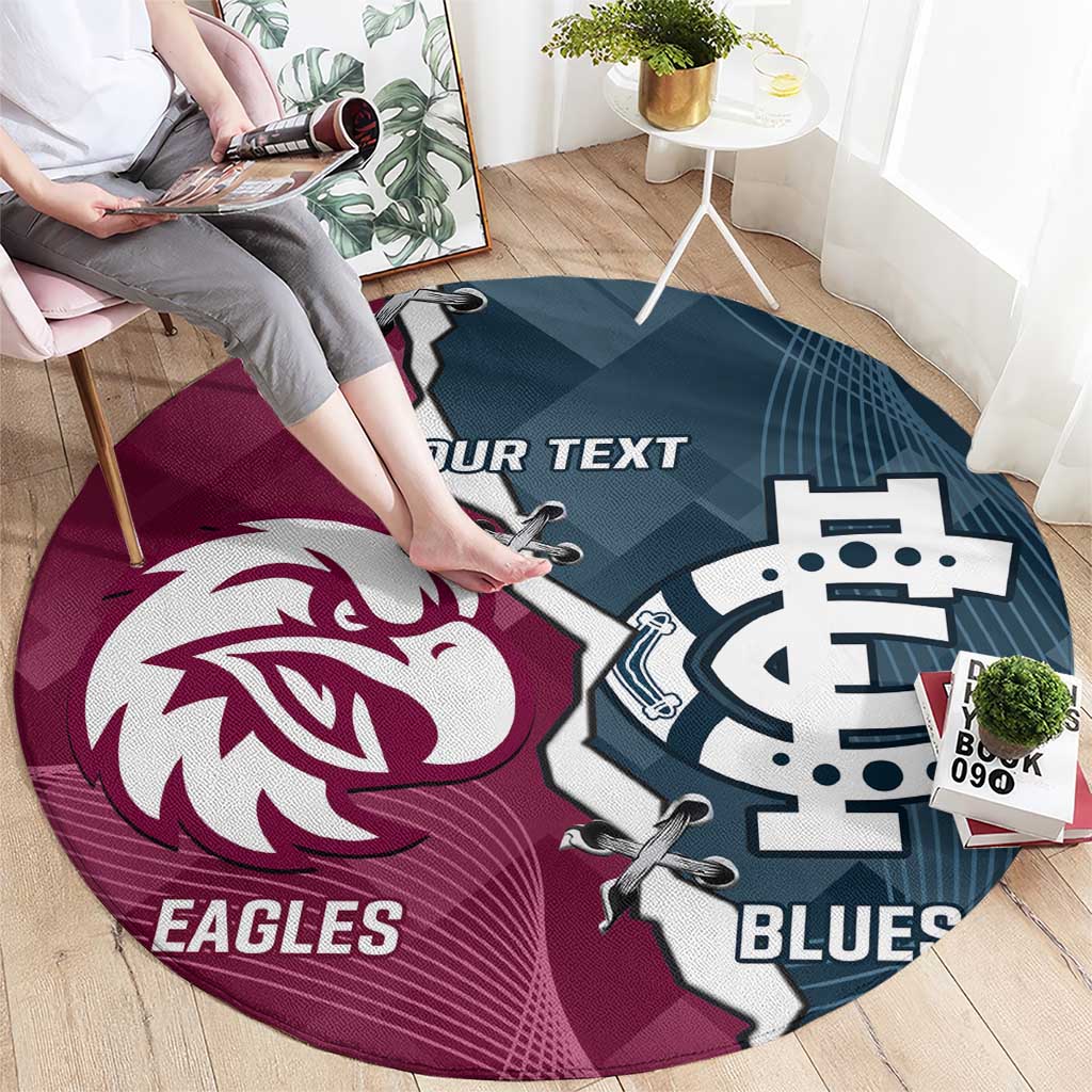 Personalised NRL Eagles and AFL Blues Round Carpet Dynamic Style