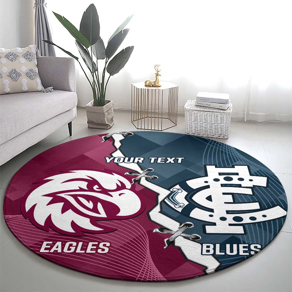 Personalised NRL Eagles and AFL Blues Round Carpet Dynamic Style