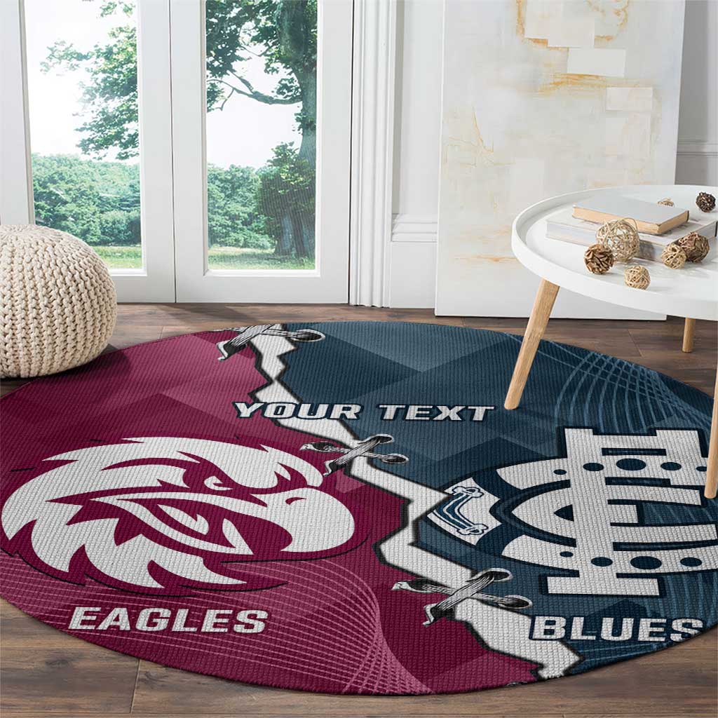 Personalised NRL Eagles and AFL Blues Round Carpet Dynamic Style