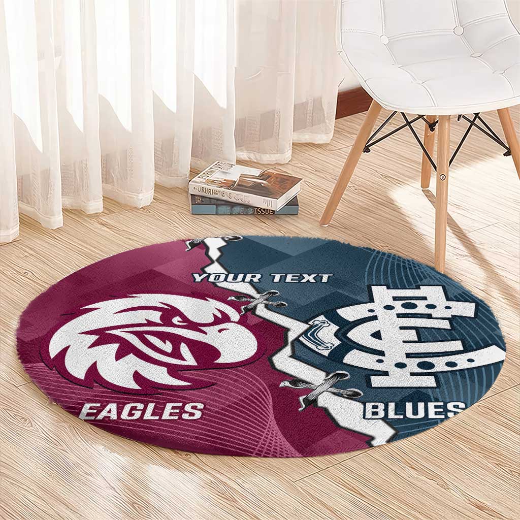 Personalised NRL Eagles and AFL Blues Round Carpet Dynamic Style