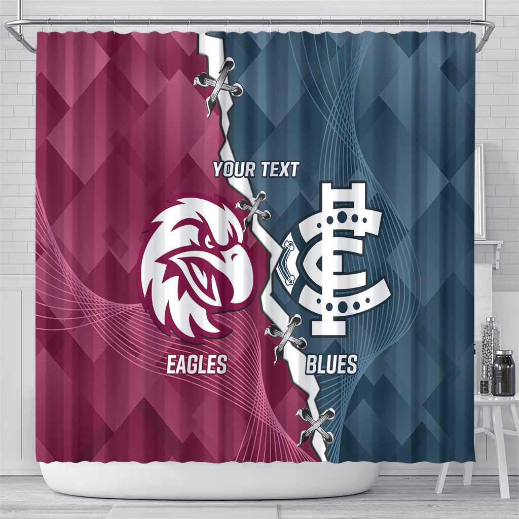 Personalised NRL Eagles and AFL Blues Shower Curtain Dynamic Style