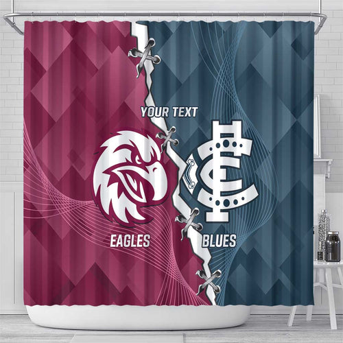 Personalised NRL Eagles and AFL Blues Shower Curtain Dynamic Style