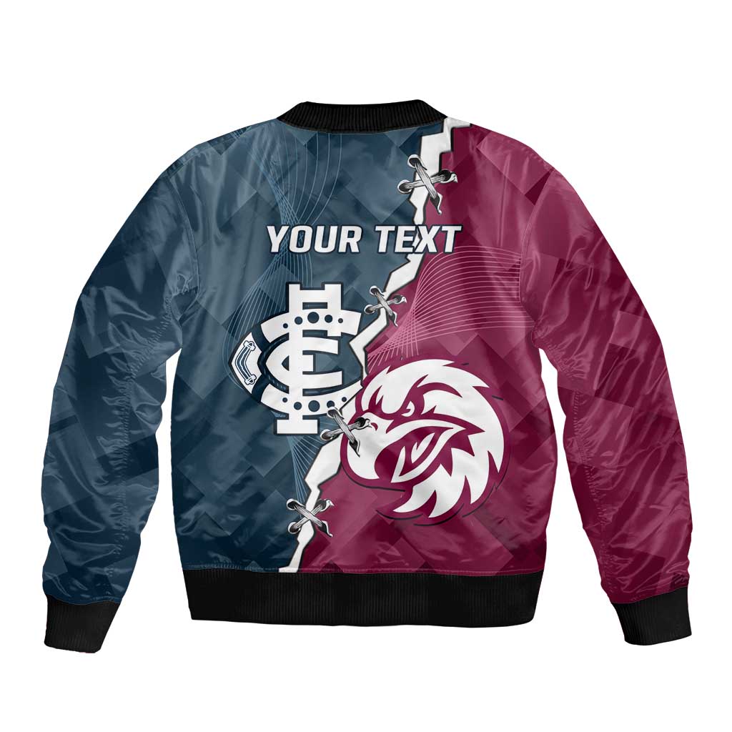 Personalised NRL Eagles and AFL Blues Sleeve Zip Bomber Jacket Dynamic Style