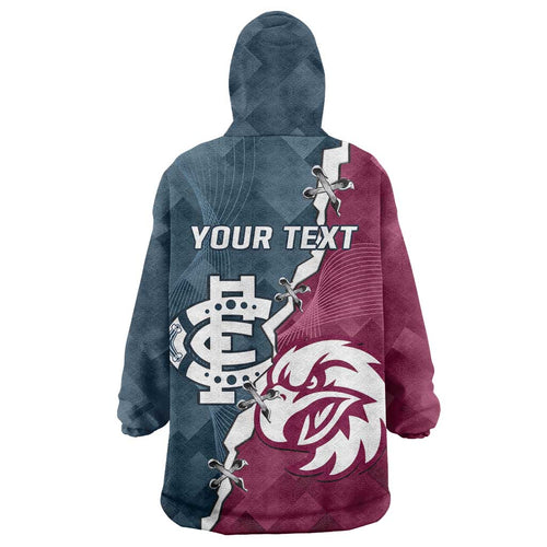 Personalised NRL Eagles and AFL Blues Wearable Blanket Hoodie Dynamic Style
