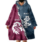 Personalised NRL Eagles and AFL Blues Wearable Blanket Hoodie Dynamic Style