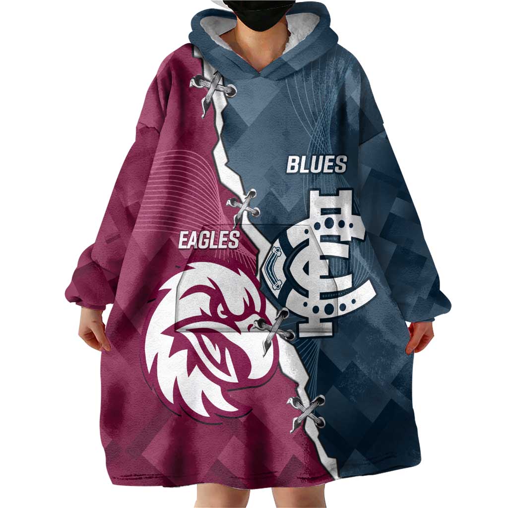 Personalised NRL Eagles and AFL Blues Wearable Blanket Hoodie Dynamic Style