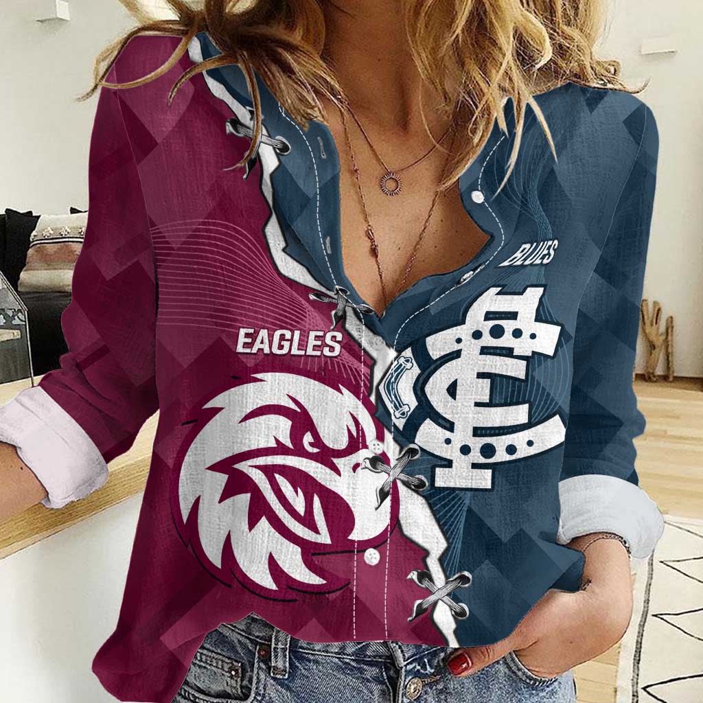 Personalised NRL Eagles and AFL Blues Women Casual Shirt Dynamic Style
