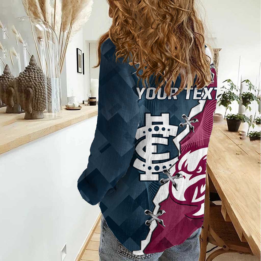 Personalised NRL Eagles and AFL Blues Women Casual Shirt Dynamic Style