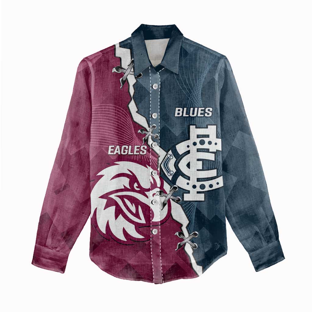 Personalised NRL Eagles and AFL Blues Women Casual Shirt Dynamic Style