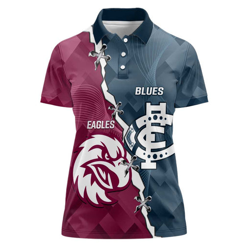 Personalised NRL Eagles and AFL Blues Women Polo Shirt Dynamic Style