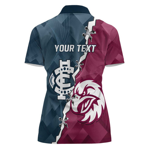 Personalised NRL Eagles and AFL Blues Women Polo Shirt Dynamic Style