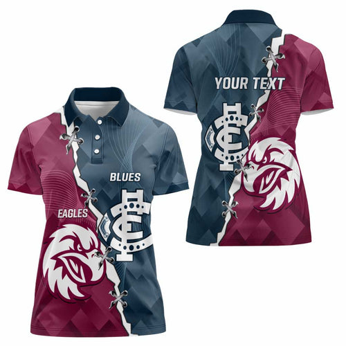 Personalised NRL Eagles and AFL Blues Women Polo Shirt Dynamic Style