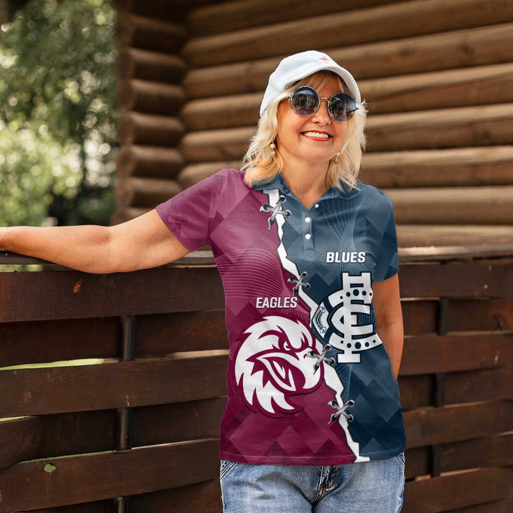 Personalised NRL Eagles and AFL Blues Women Polo Shirt Dynamic Style