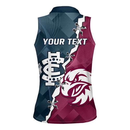 Personalised NRL Eagles and AFL Blues Women Sleeveless Polo Shirt Dynamic Style
