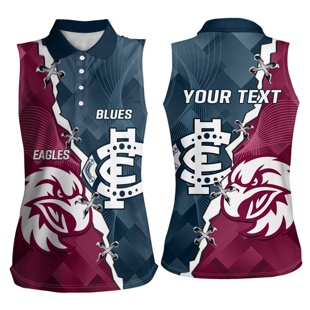Personalised NRL Eagles and AFL Blues Women Sleeveless Polo Shirt Dynamic Style