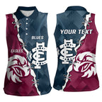 Personalised NRL Eagles and AFL Blues Women Sleeveless Polo Shirt Dynamic Style