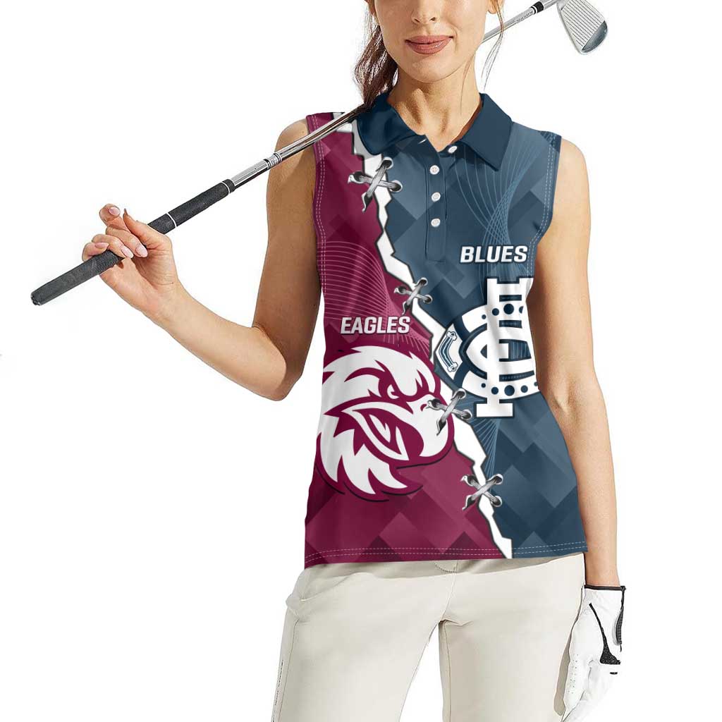 Personalised NRL Eagles and AFL Blues Women Sleeveless Polo Shirt Dynamic Style